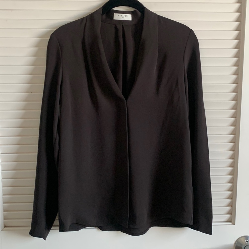 Aritzia Babaton Power Blouse in Modern Brown XS